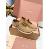 Miu Miu Womens Retro Calfskin Leather Ballet Flats #A66073