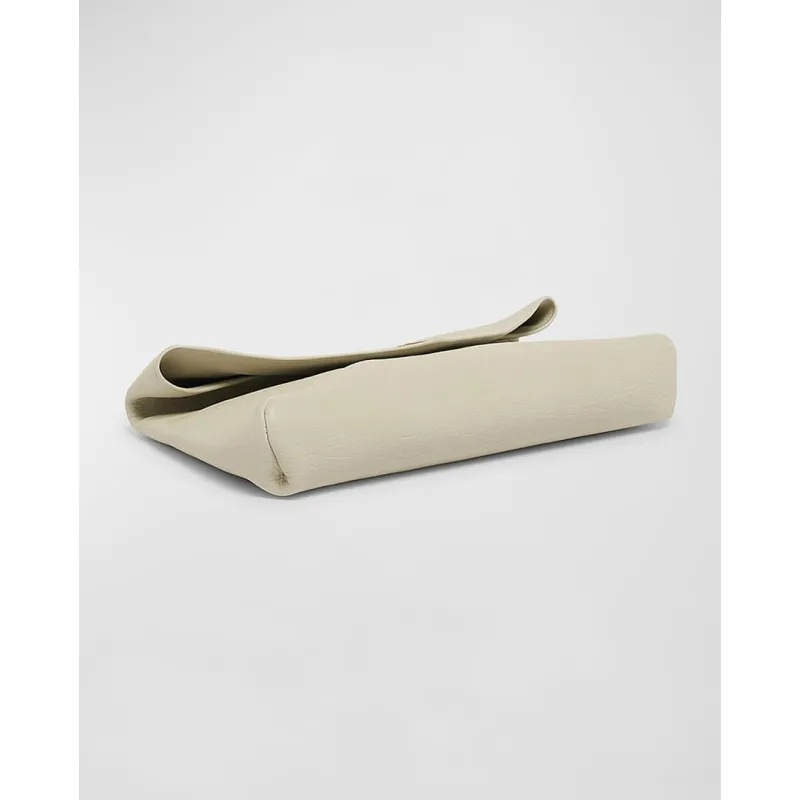 YSL 769307 LE Envelope Off-White Lambskin Fold Clutch Evening Handbag #A65995