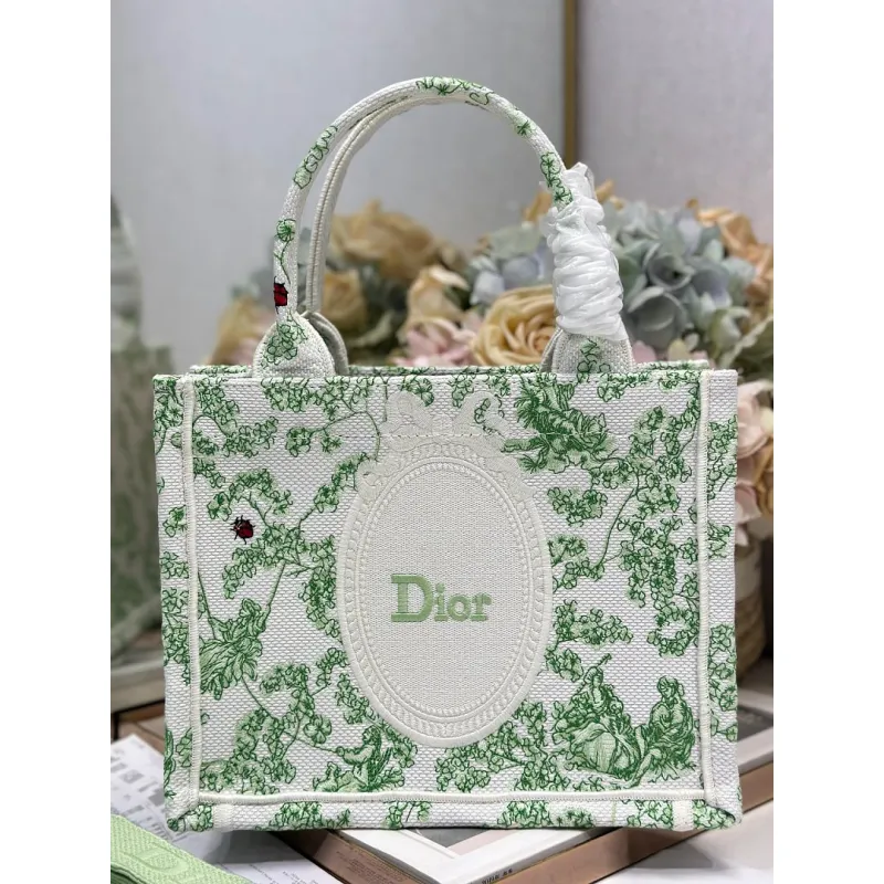Dior Toile de Jouy Garden Embroidery Canvas Book Tote Bag #A65913