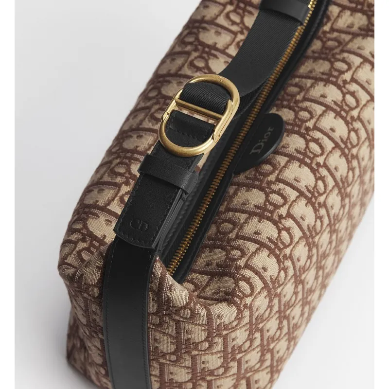 Dior Jett Vintage Oblique Jacquard Shoulder Bag Gold CD Buckle Mini Underarm Handbag #A65968