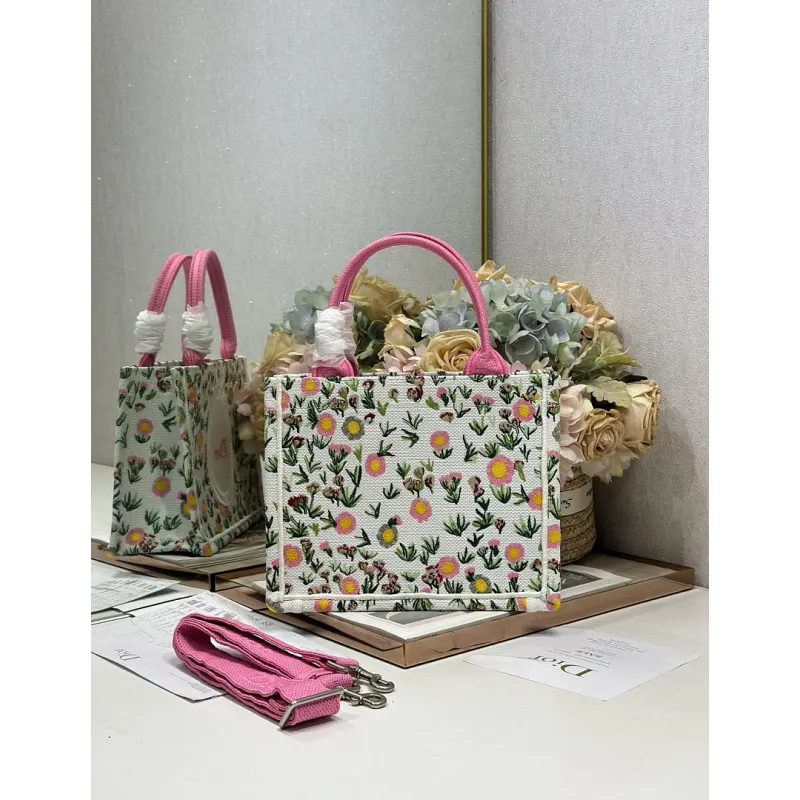 Dior Toile de Jouy Garden Embroidery Canvas Book Tote Bag #A65912