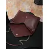 YSL 841702 LE Envelope Burgundy Lambskin Chain Shoulder Crossbody Evening Clutch Handbag #A65994