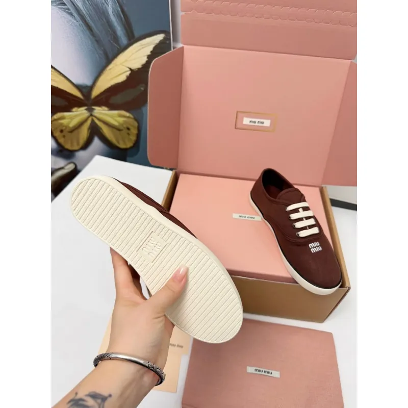 Miu Miu Womens Retro Calfskin Leather Ballet Flats #A66078 Miu Miu Womens Retro Calfskin Leather Ballet Flats #A66078